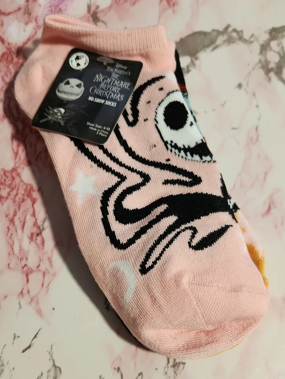 The Nightmare Before Christmas Jack Skellington Pink No-Show Socks